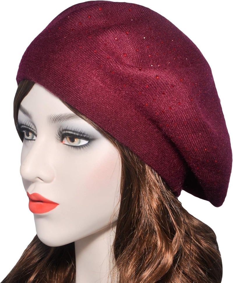 ZLYC Womens French Beret hat, Reversible Solid Color Mosaic Warm Beret Cap for Girls - Image 2